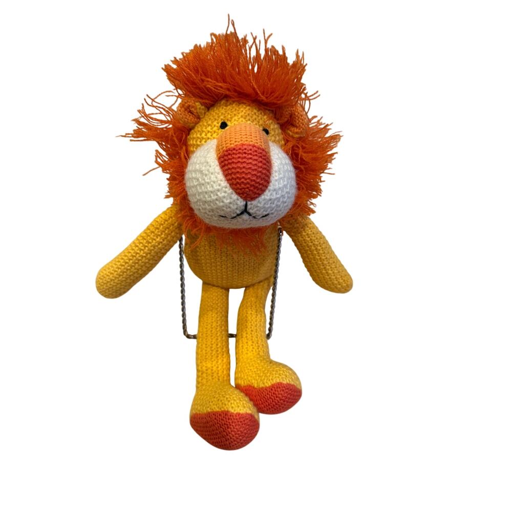 Maison Chic Ryan The Lion 16" Knit Plush Yellow Orange Cottagecore Nursery Toy
